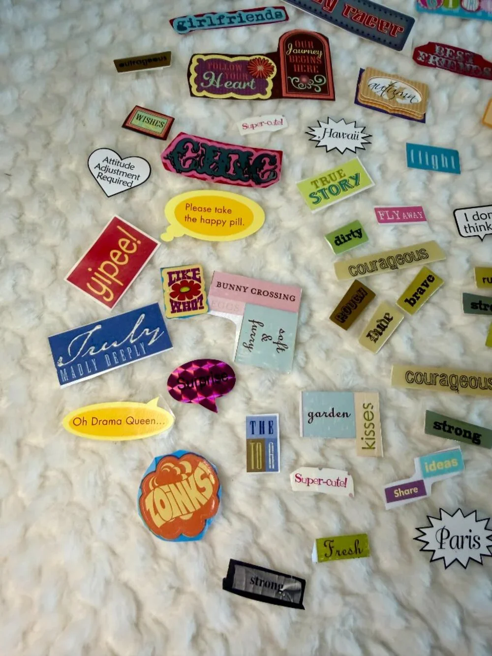 Assorted Words, Sayings and Phrases Scrapbook Sticker Lot